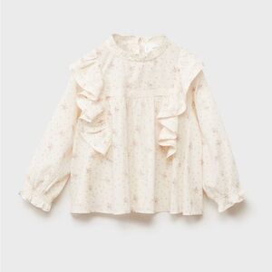 Mango Cream Floral Ruffle Kids Blouse